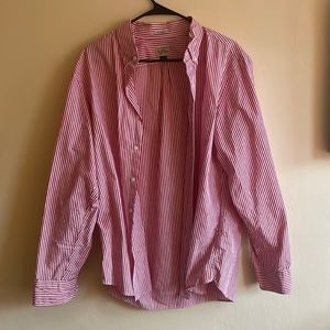 J. Crew Red Striped Button-Down Poplin Shirt L